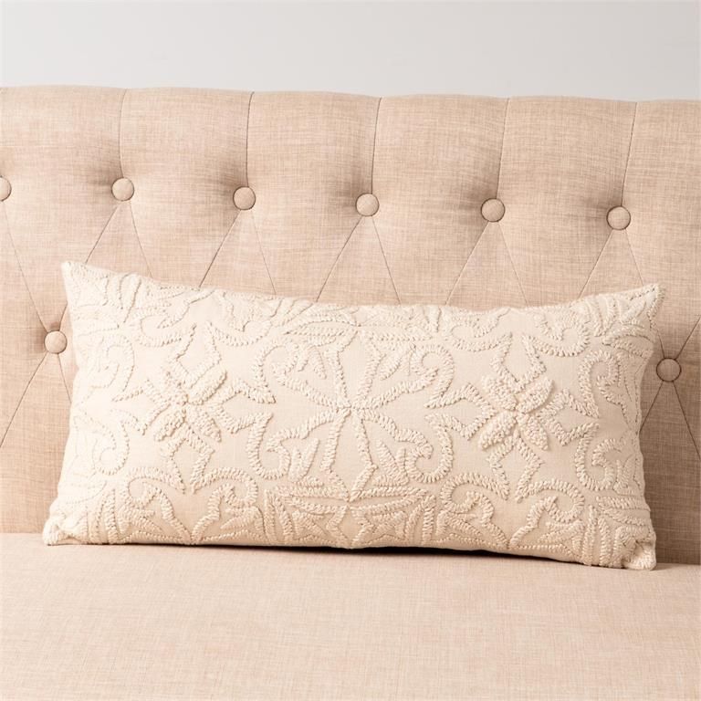 Pillow Lumbar White Embroidery