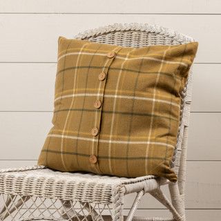 Fall 20" Mustard Plaid Pillow