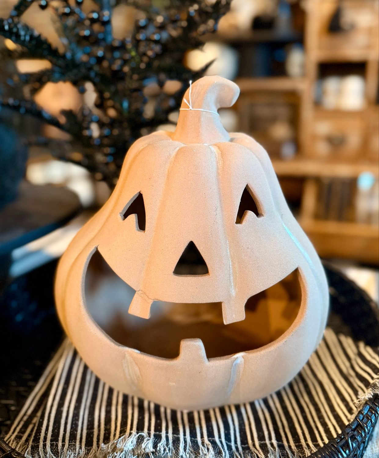 Fall Terracotta Pumpkin Candle Holder Large