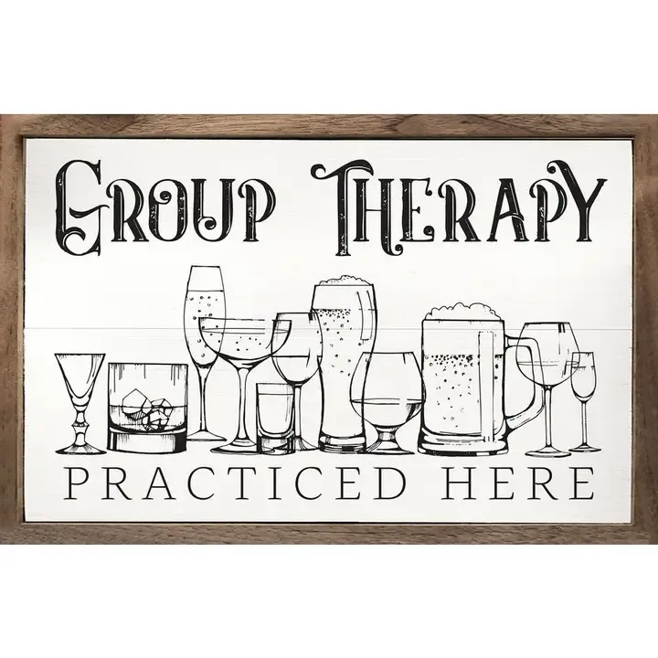 Sign Group Therapy Glass Mug White 8x5