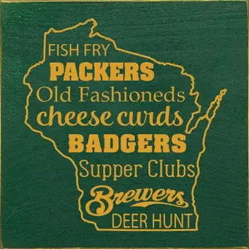 Fish Fry, Packers, Curds, Badgers WI Sign