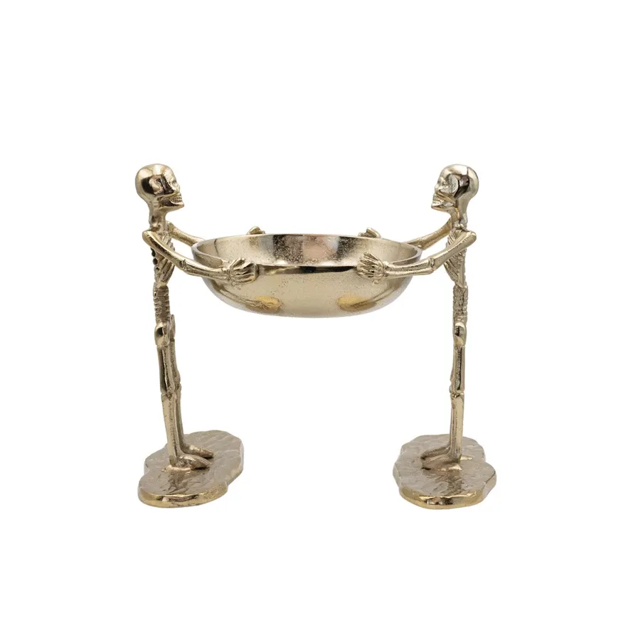 HWN 12.75" Aluminum Skeletons Holding Bowl