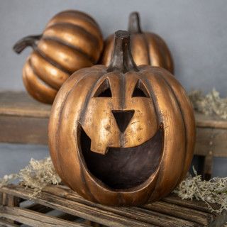 Fall 15" Gold Big Mouth Pumpkin