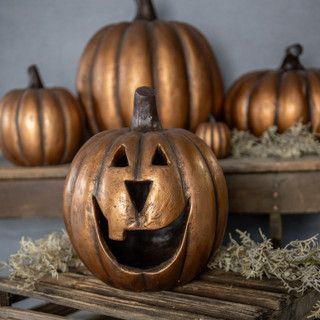 Fall 11.5" Gold Big Mouth Pumpkin
