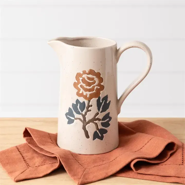 Pitcher Blue Floral Motif