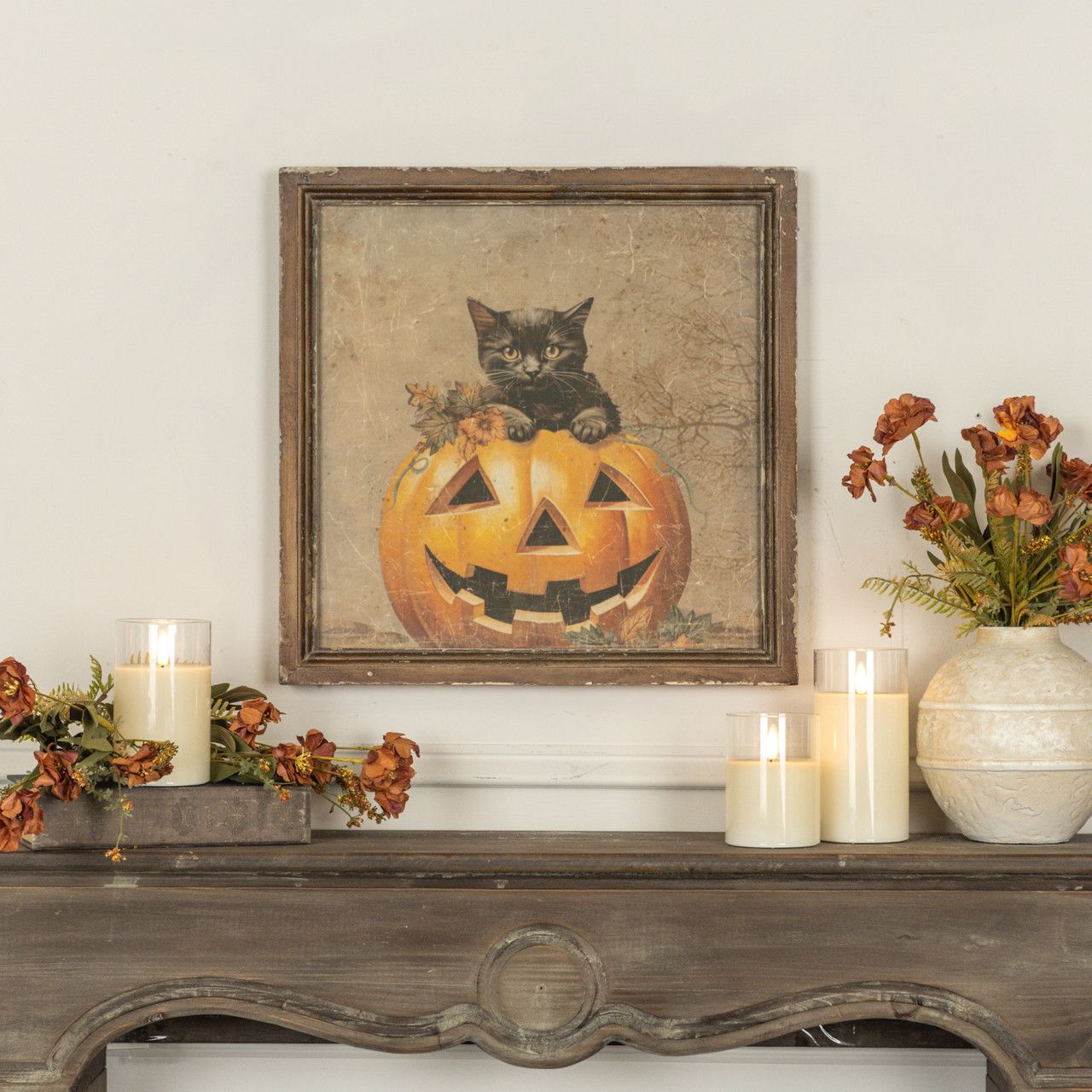 HWN Framed Cat In Pumpkin Print