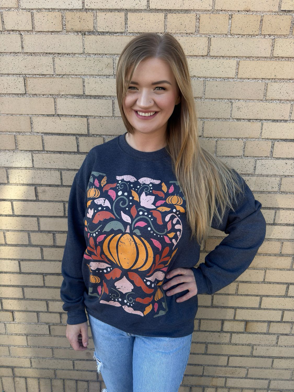 Sweatshirt Fall Floral Grunge