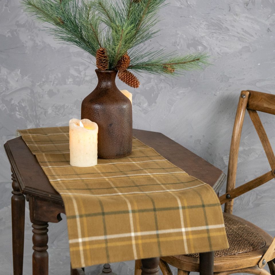 Xmas Table Runner 48" Mustard Plaid