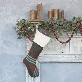 Xmas Green, Red, & White Plaid Stocking