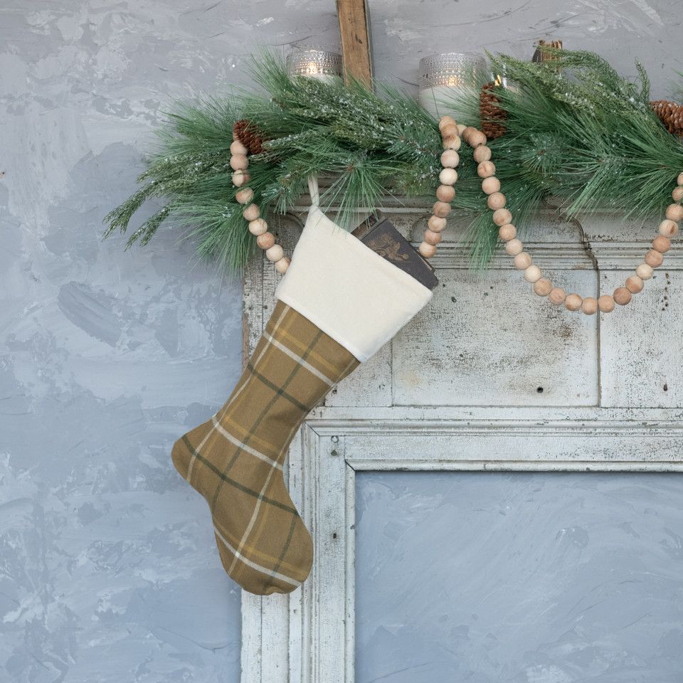 Xmas Mustard Plaid Stocking