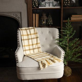 Blanket Cream Plaid Throw