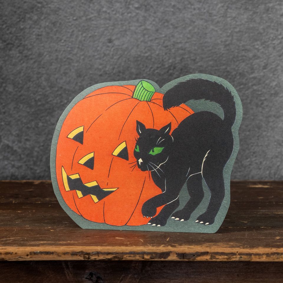 HWN Vintage Cat & Pumpkin Sign
