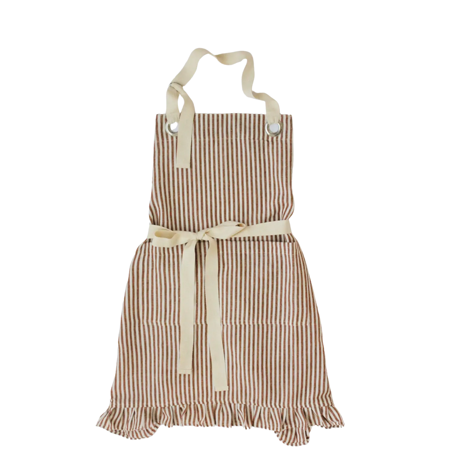 Apron Ruffle Pin Stripe Rust