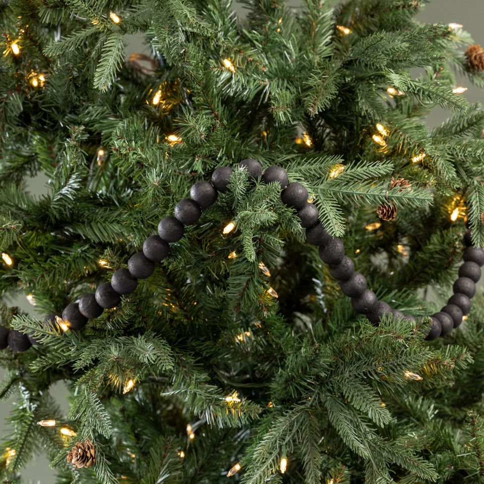 Xmas 9' Black Wood Bead Garland
