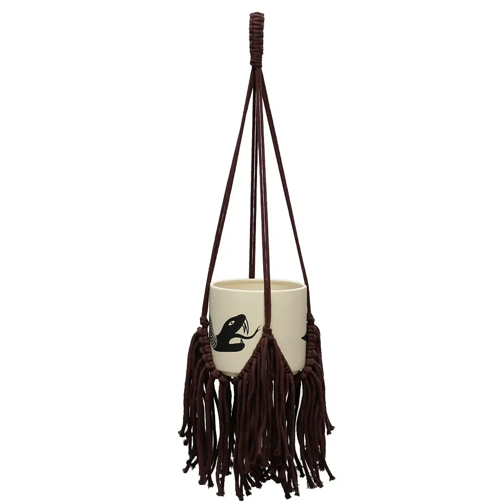 Fringed Plant Hanger, Dark Brown