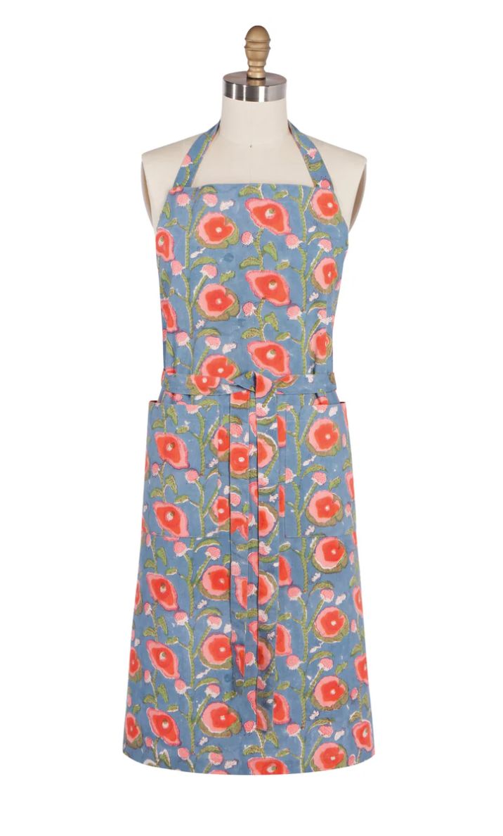Apron Block Print Poppy