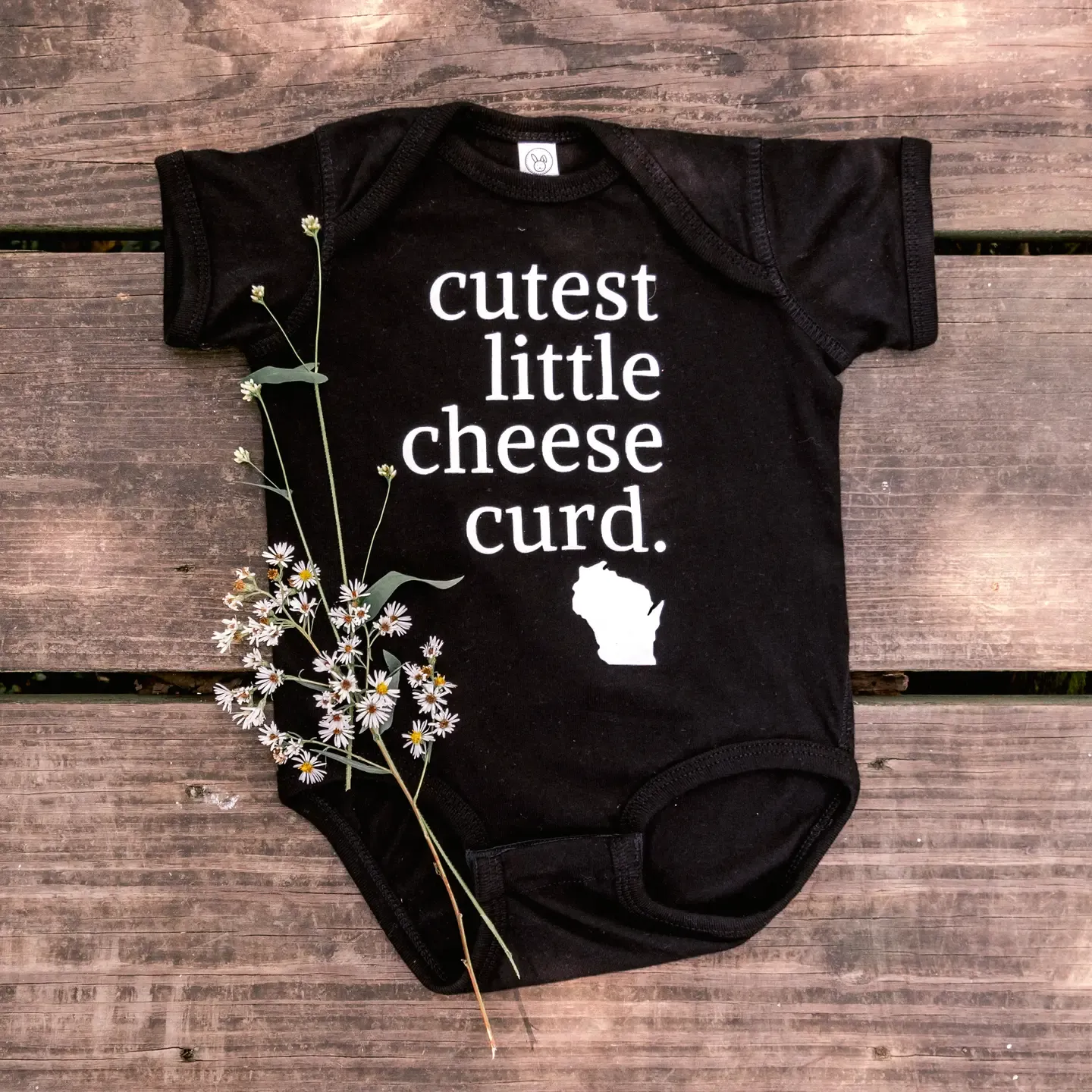 Kids Bodysuit | Cutest Little Cheese Curd Black