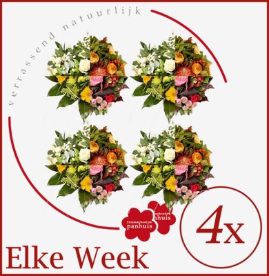 1) Bloemenabonnement, wekelijks voor 1 maand