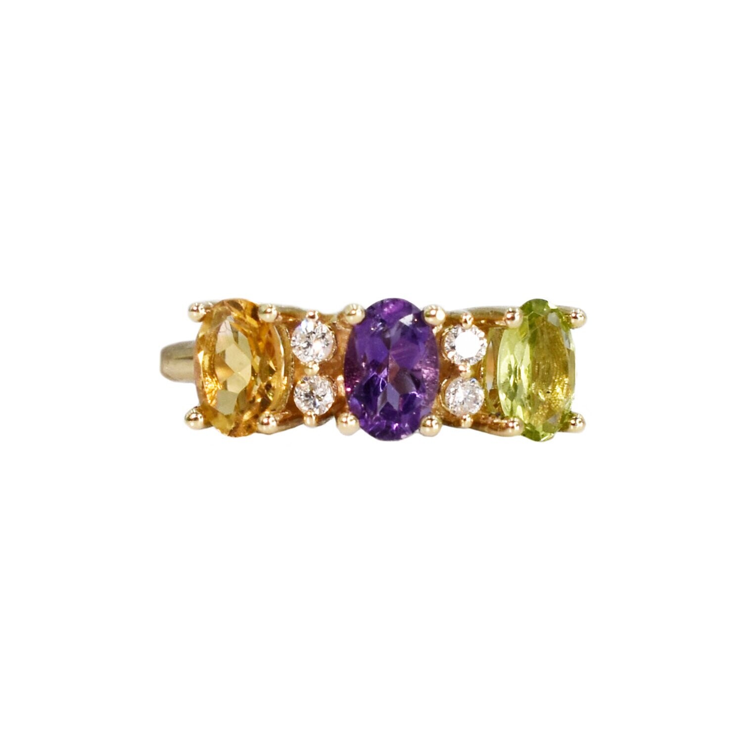 Anillo Citrina, Amatista, Peridoto y Diamantes