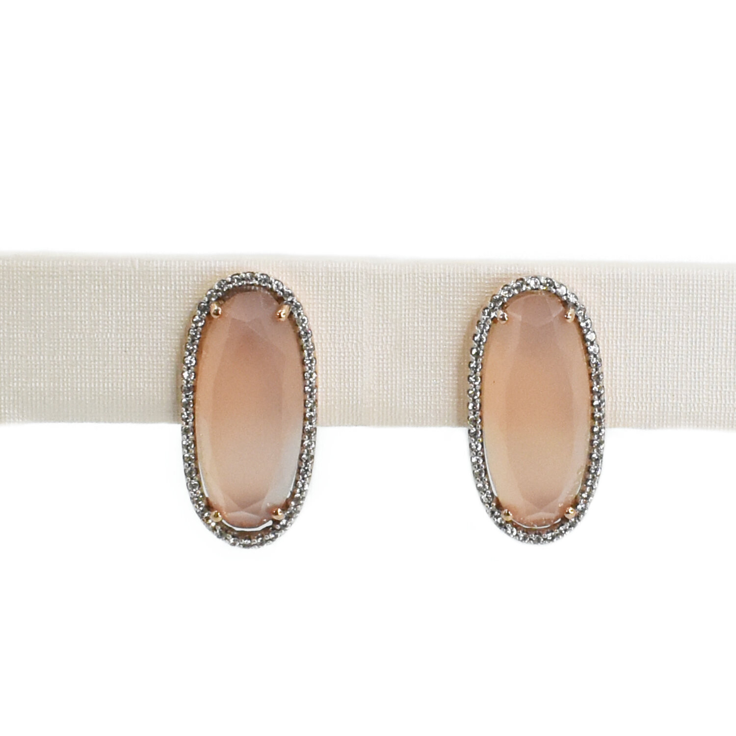 Aretes Cuarzo Rosa y Zafiros Blancos