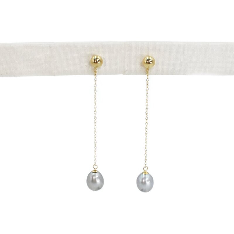 Aretes Perla Gris