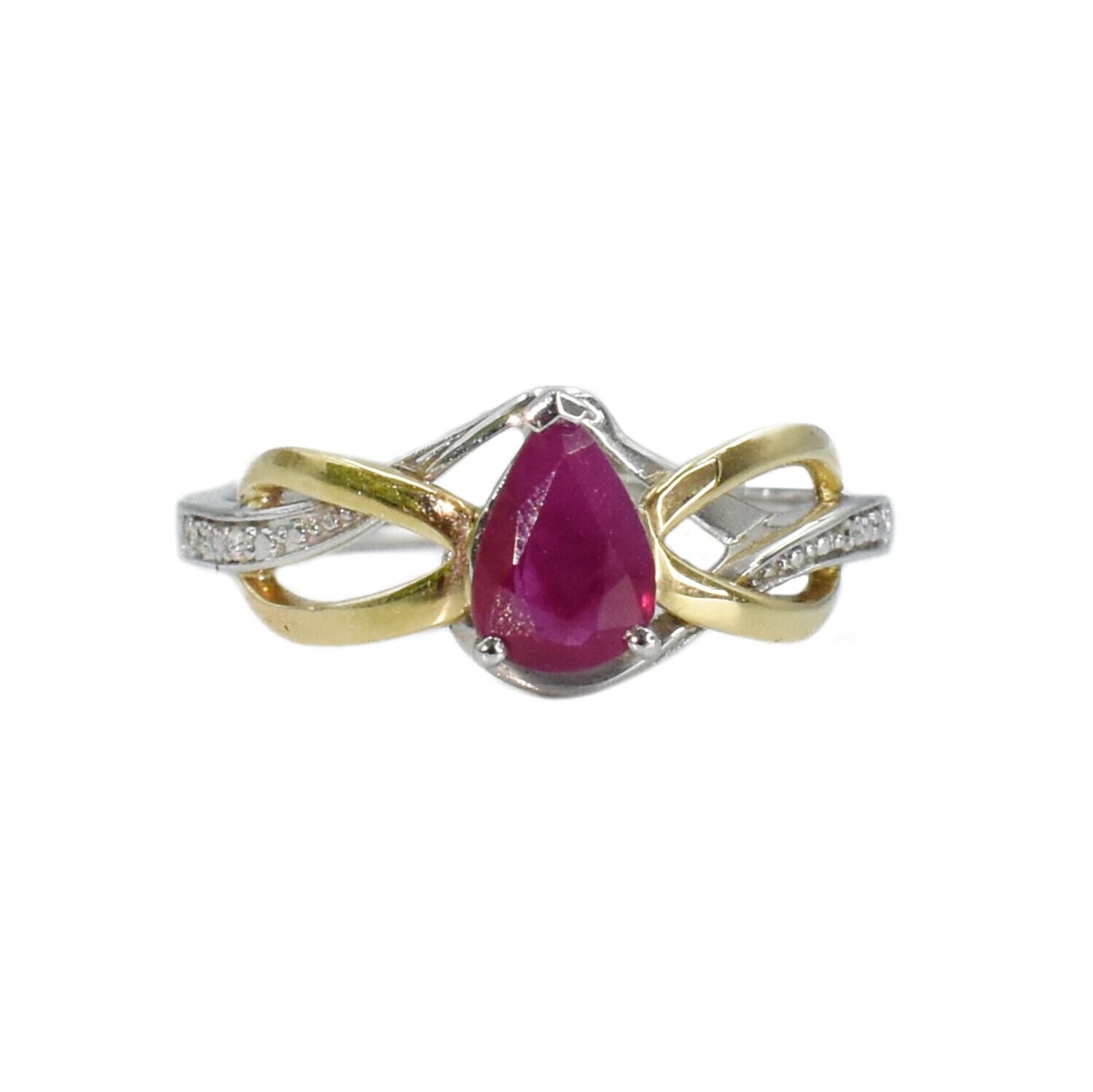 Anillo Rubí Gota y Diamantes