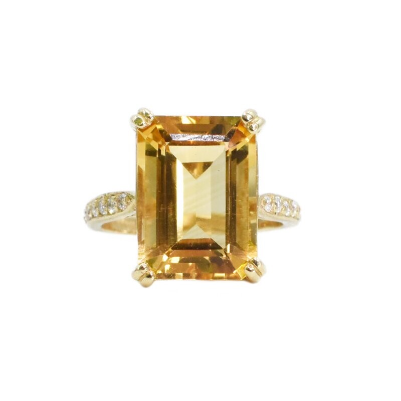 Anillo Citrina y Diamantes