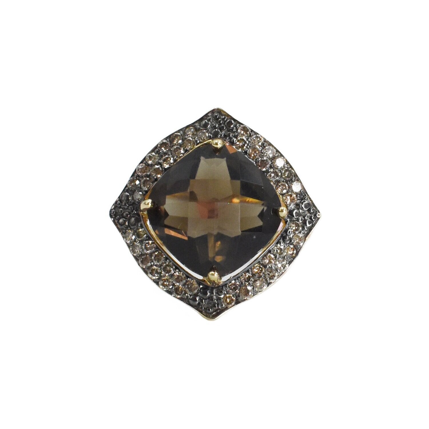 Anillo Topacio Ahumado y Diamantes
