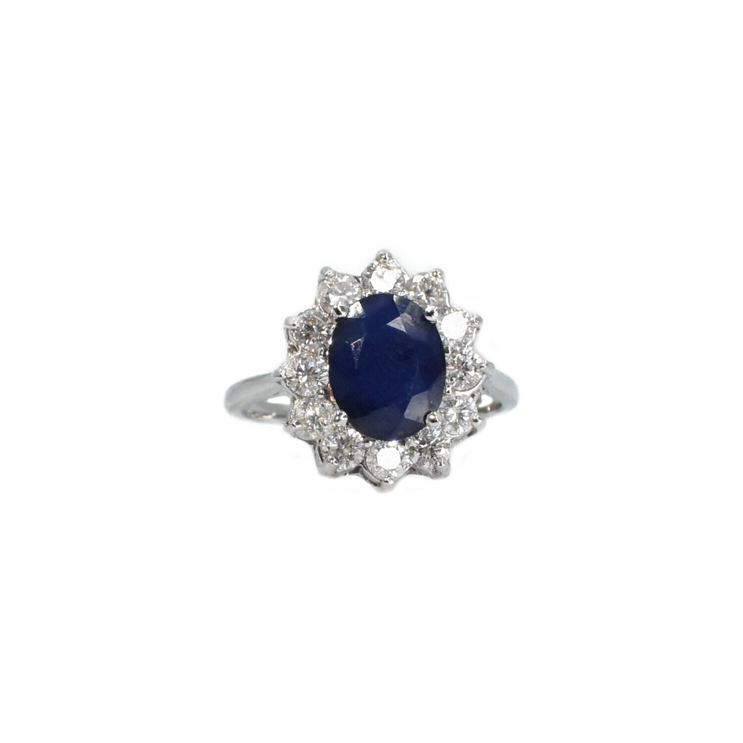 Anillo Lady Di Zafiro y Diamantes Grande