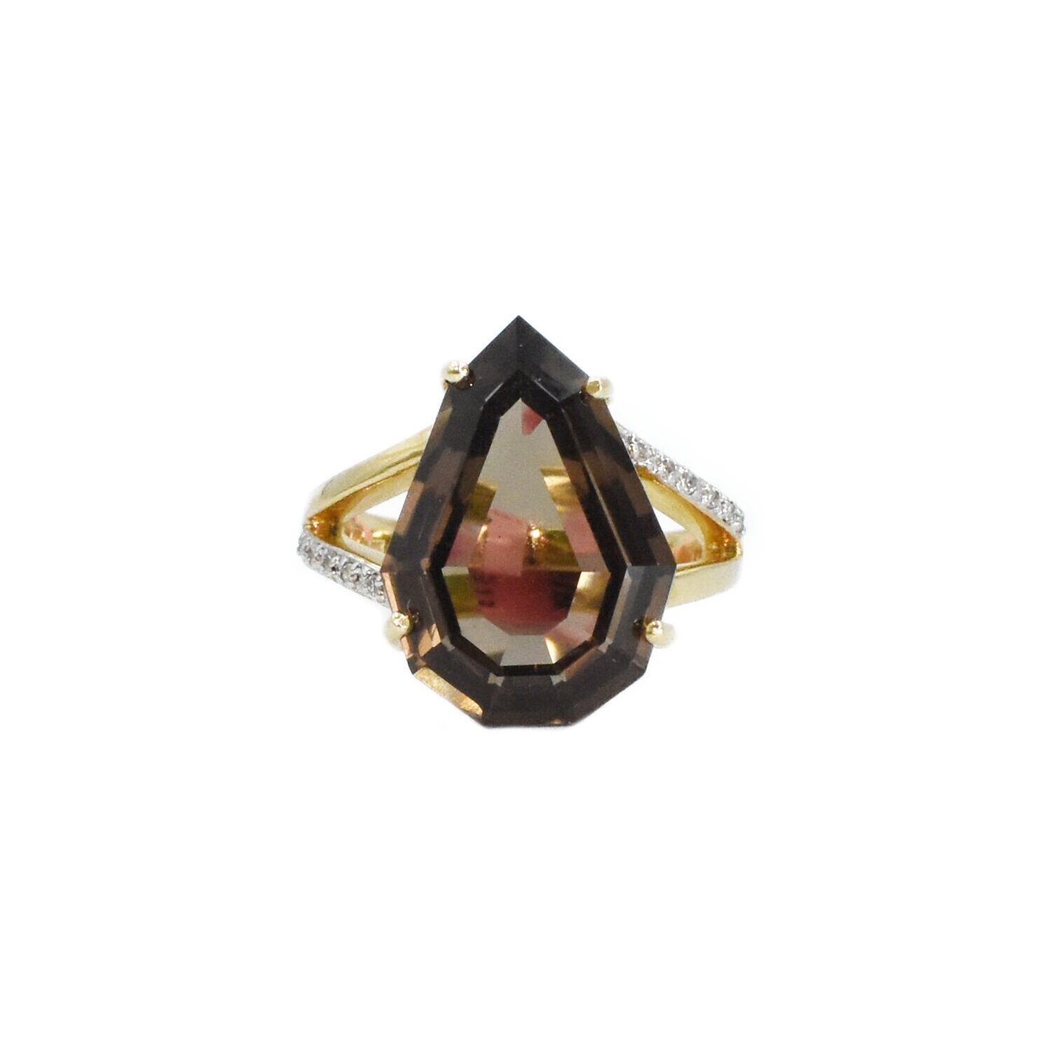 Anillo Topacio Ahumado y Diamantes