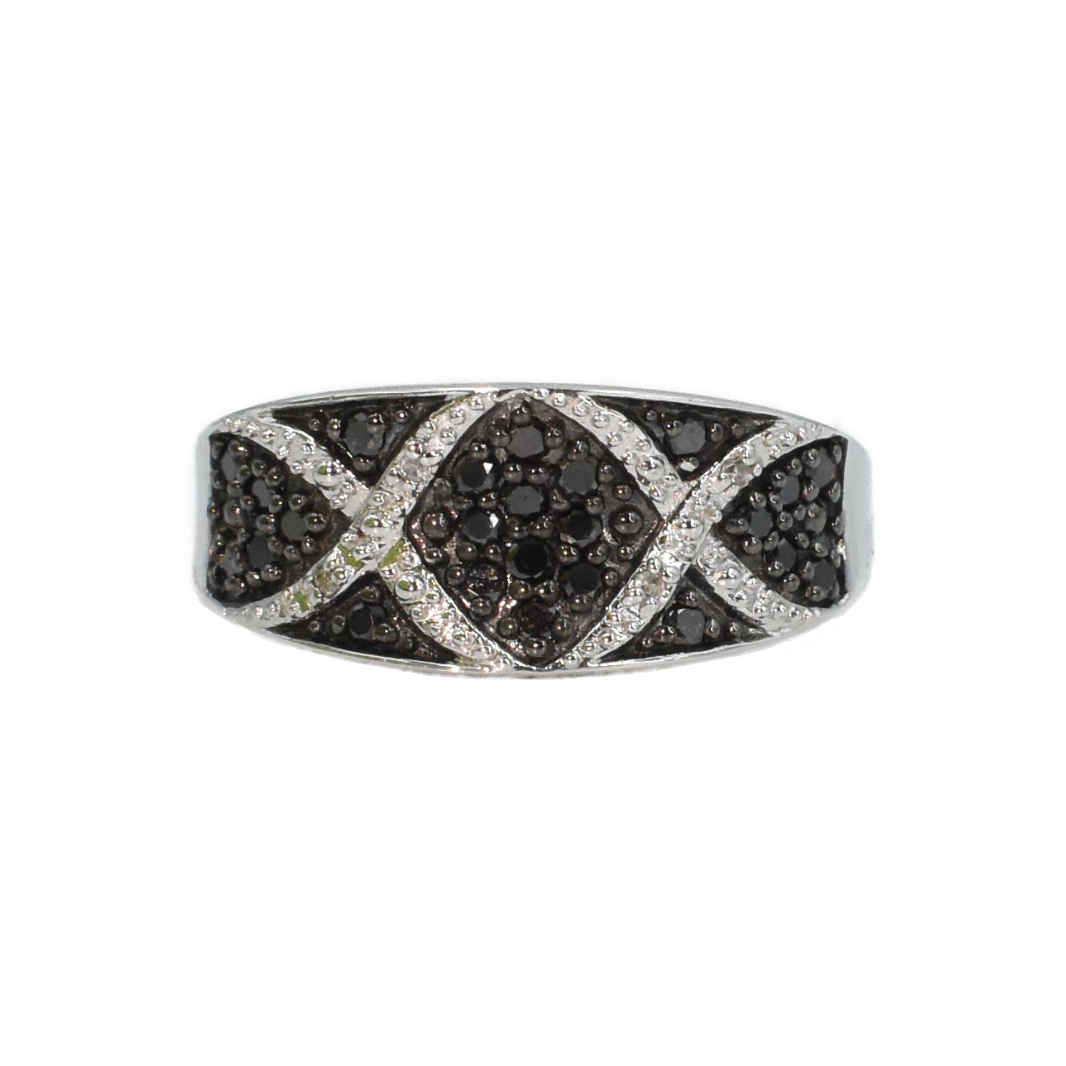 Anillo Diamantes Negros y Blancos