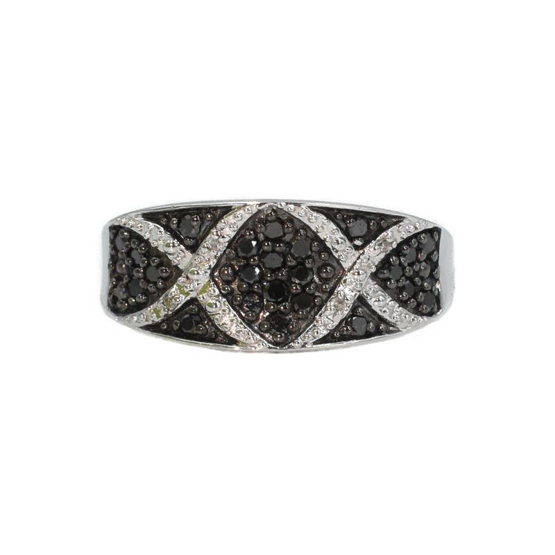 Anillo Diamantes Negros y Blancos