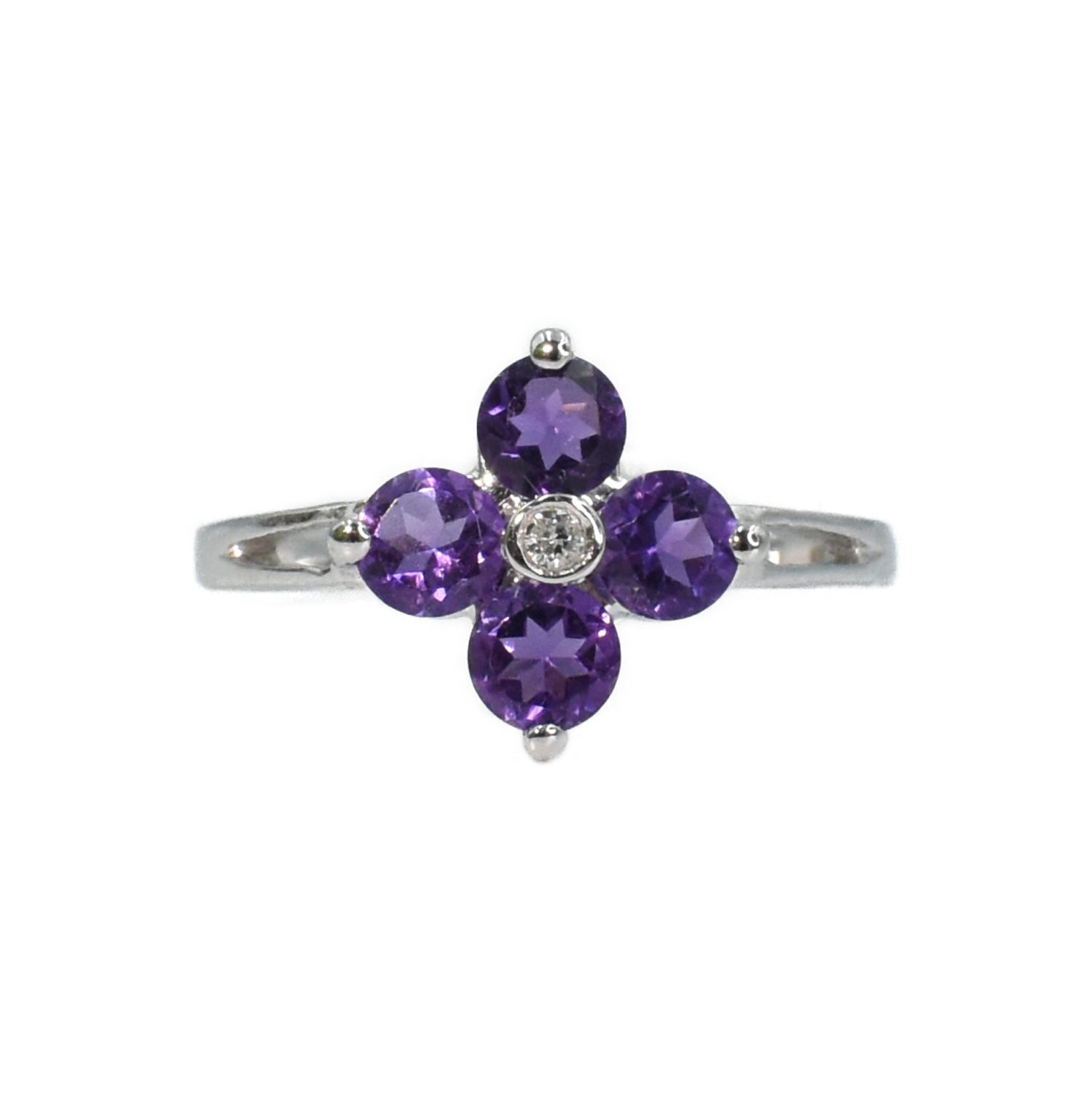 Anillo Amatistas y Diamante