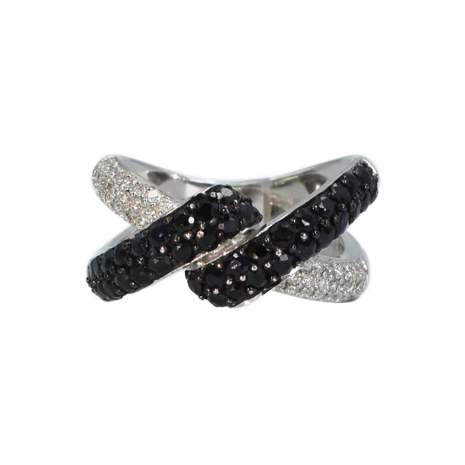 Anillo Nudo Zafiros Negros y Diamantes
