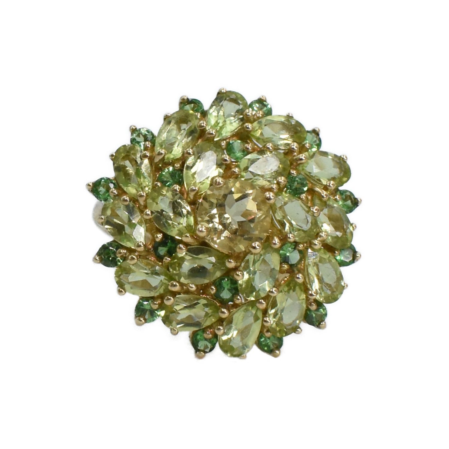 Anillo Tsavoritas, Peridotos y Topacio Verde