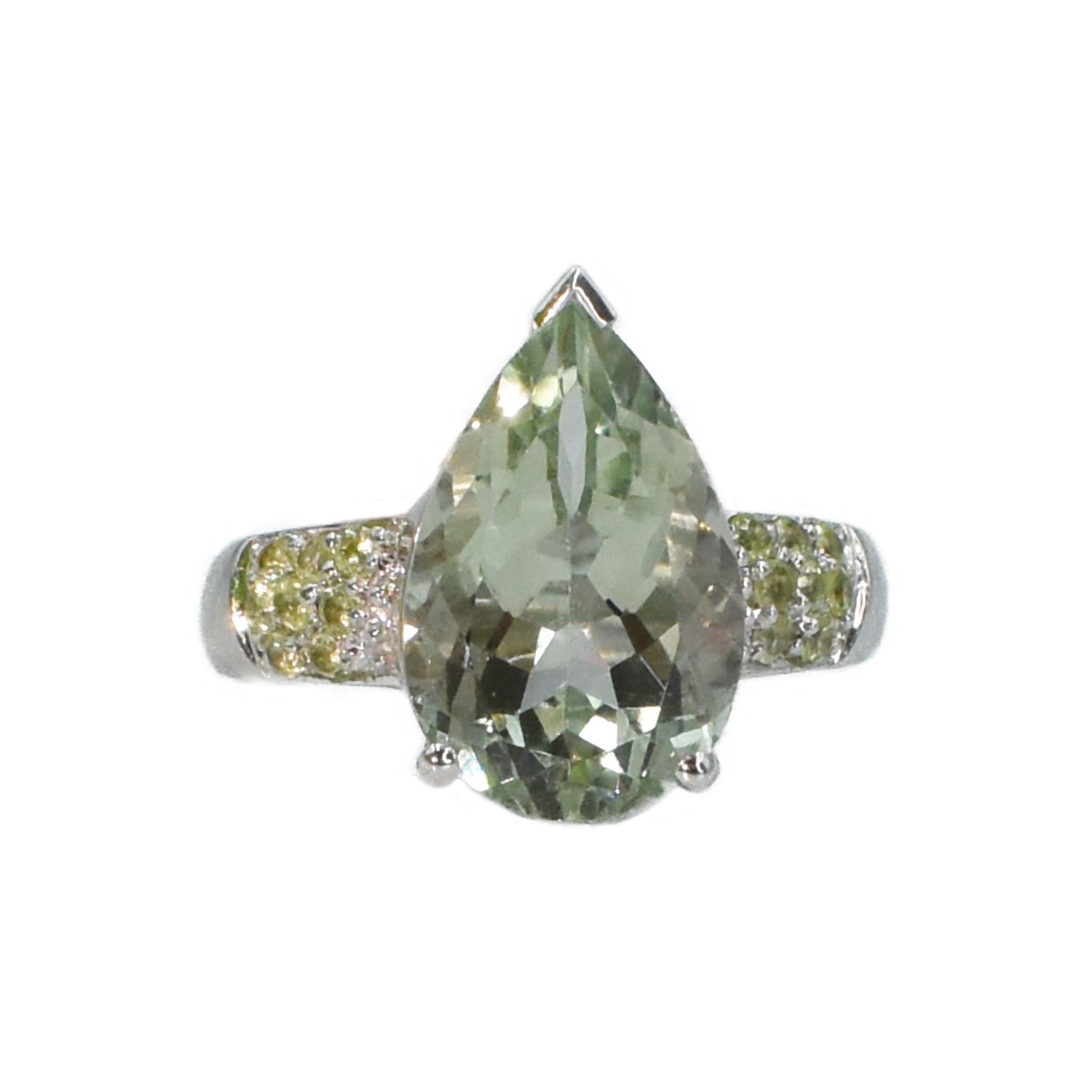 Anillo Gota Amatista Verde y Peridotos