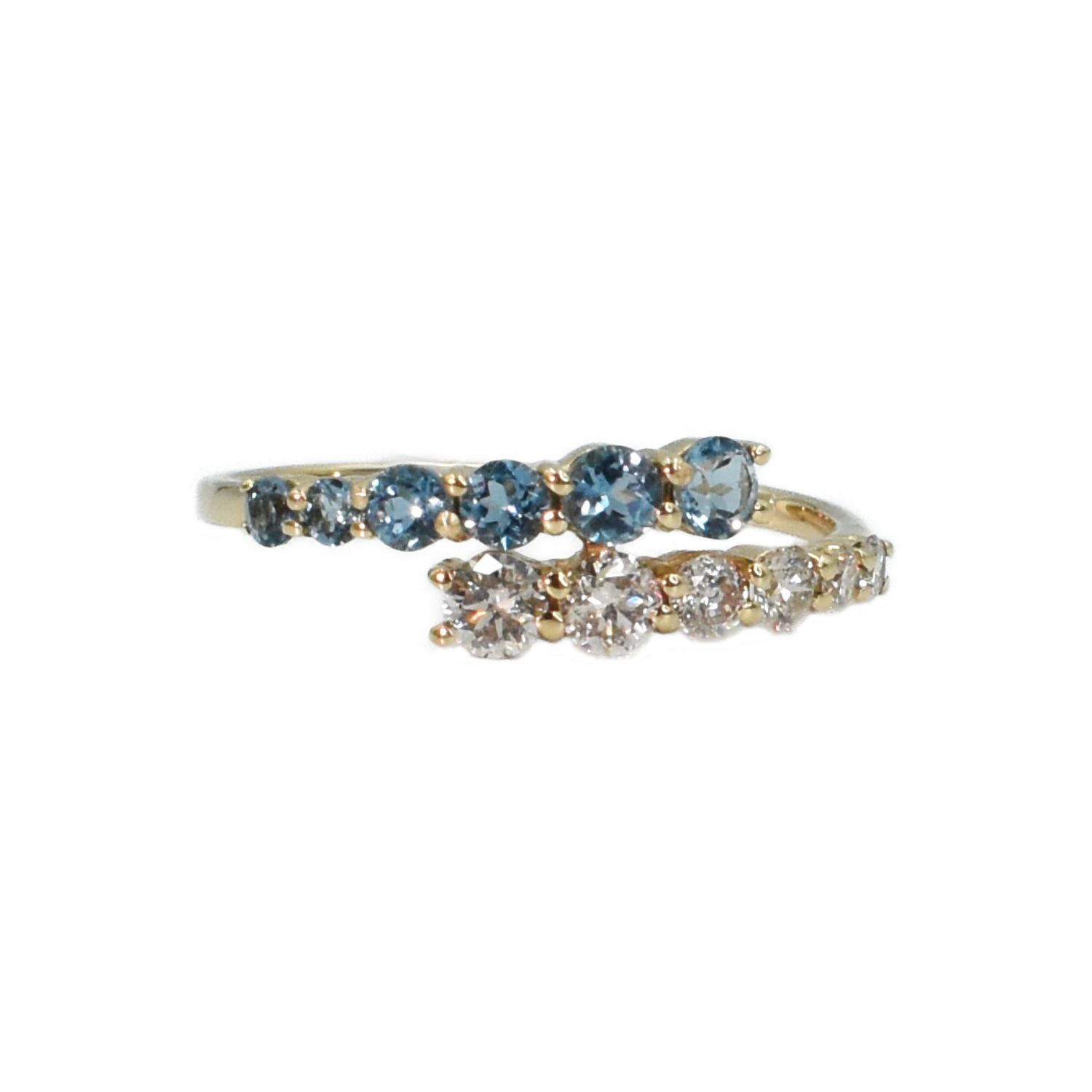 Anillo Topacios Azules y Diamantes