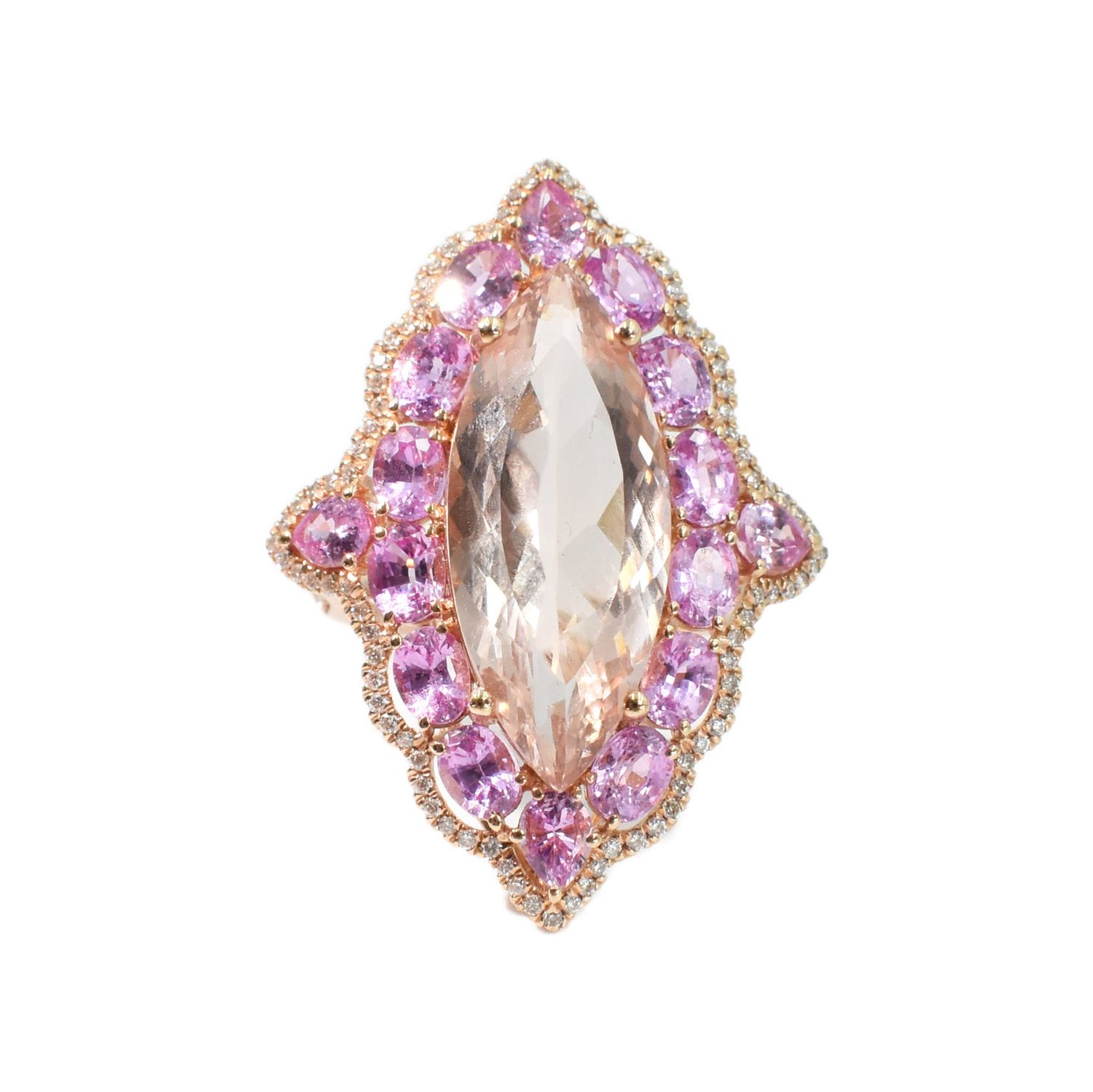 Anillo Morganita, Zafiros Rosas y Diamantes