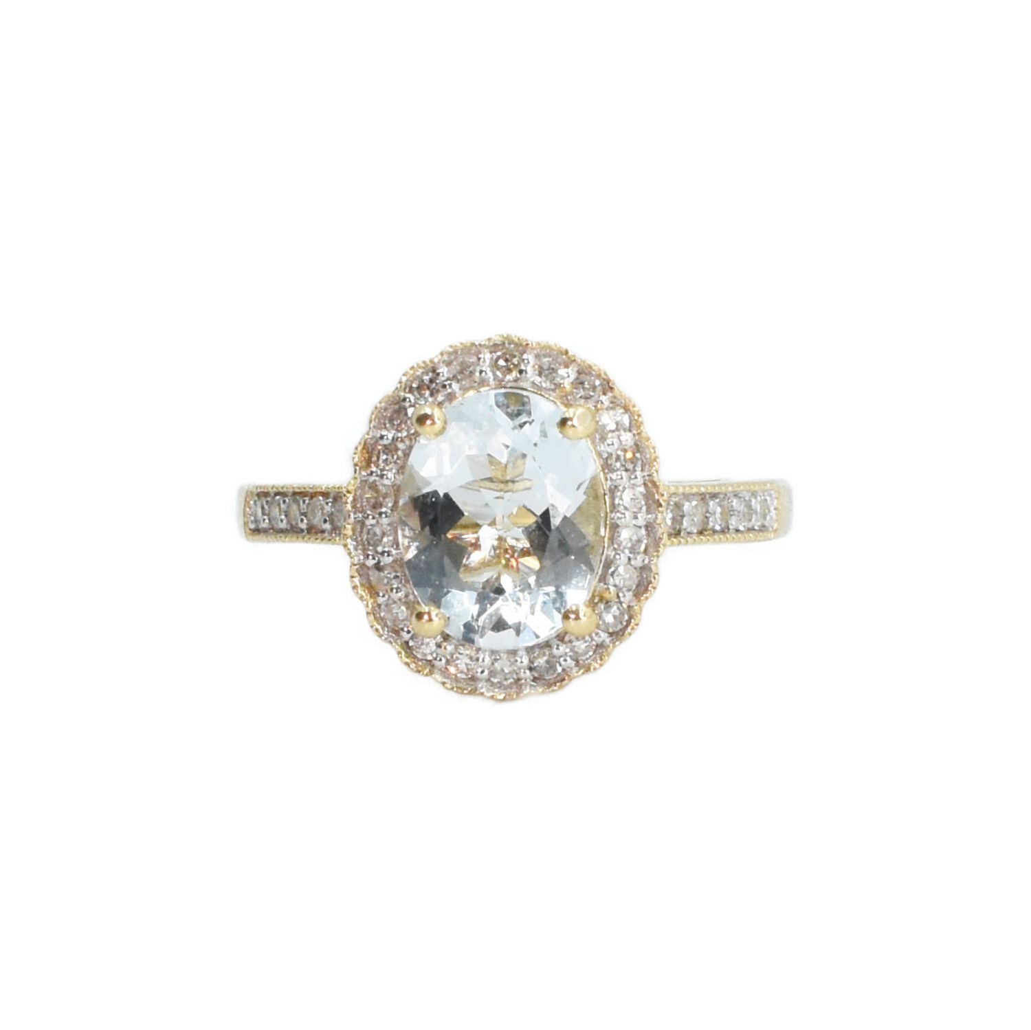 Anillo Aguamarina y Diamantes