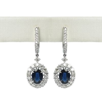 Aretes Largos Zafiros y Diamantes