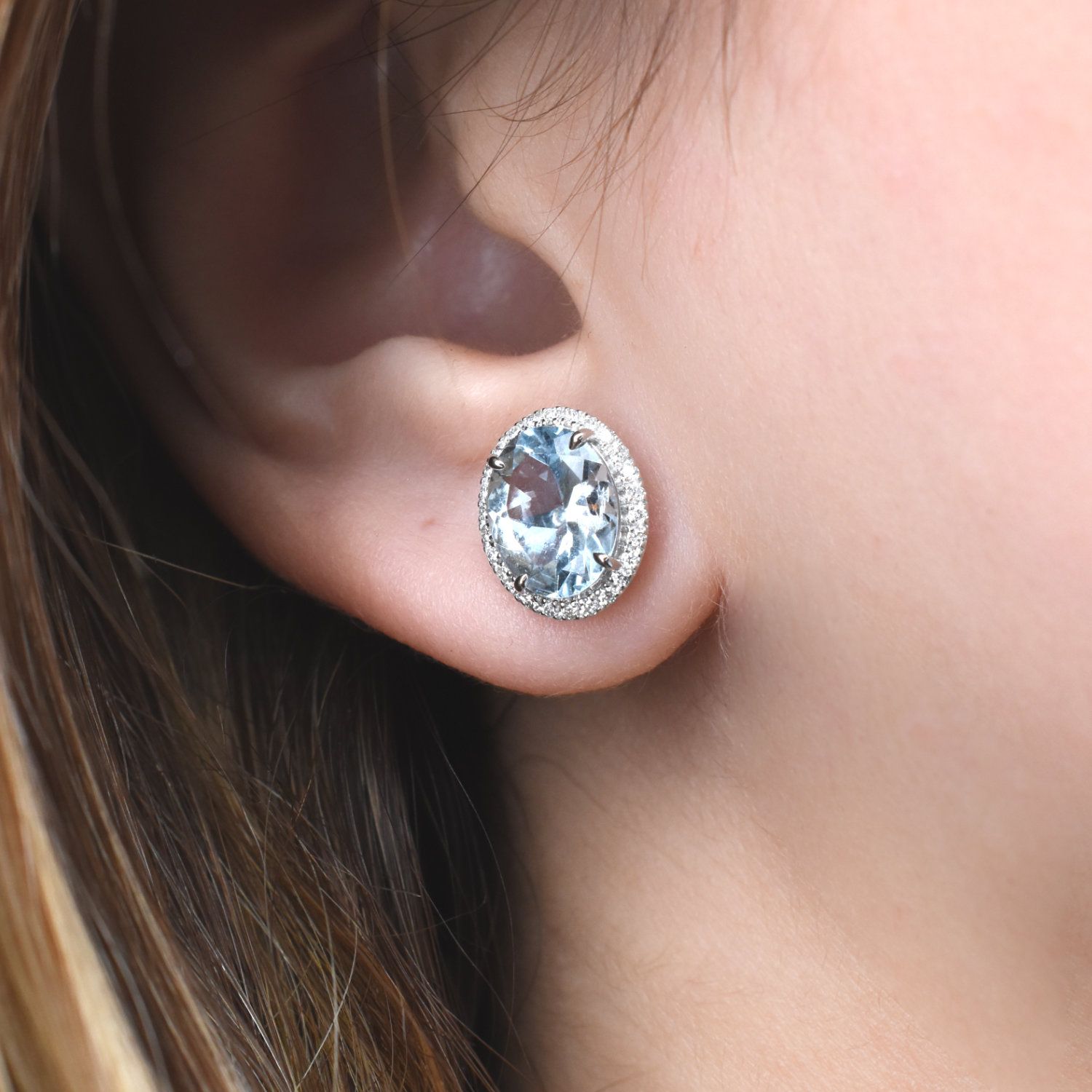 Aretes Aguamarinas y Diamantes
