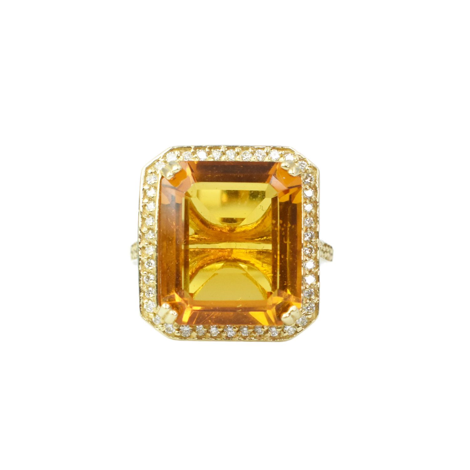 Anillo Citrina y Diamantes