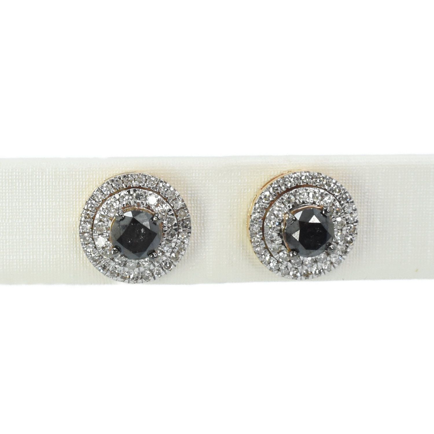 Aretes Diamantes Negros y Diamantes Blancos