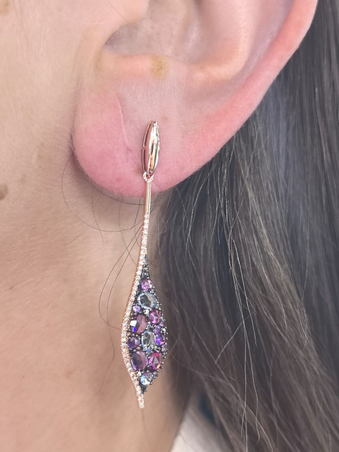 ​Aretes con Zafiros Rosas y Topacios Azules