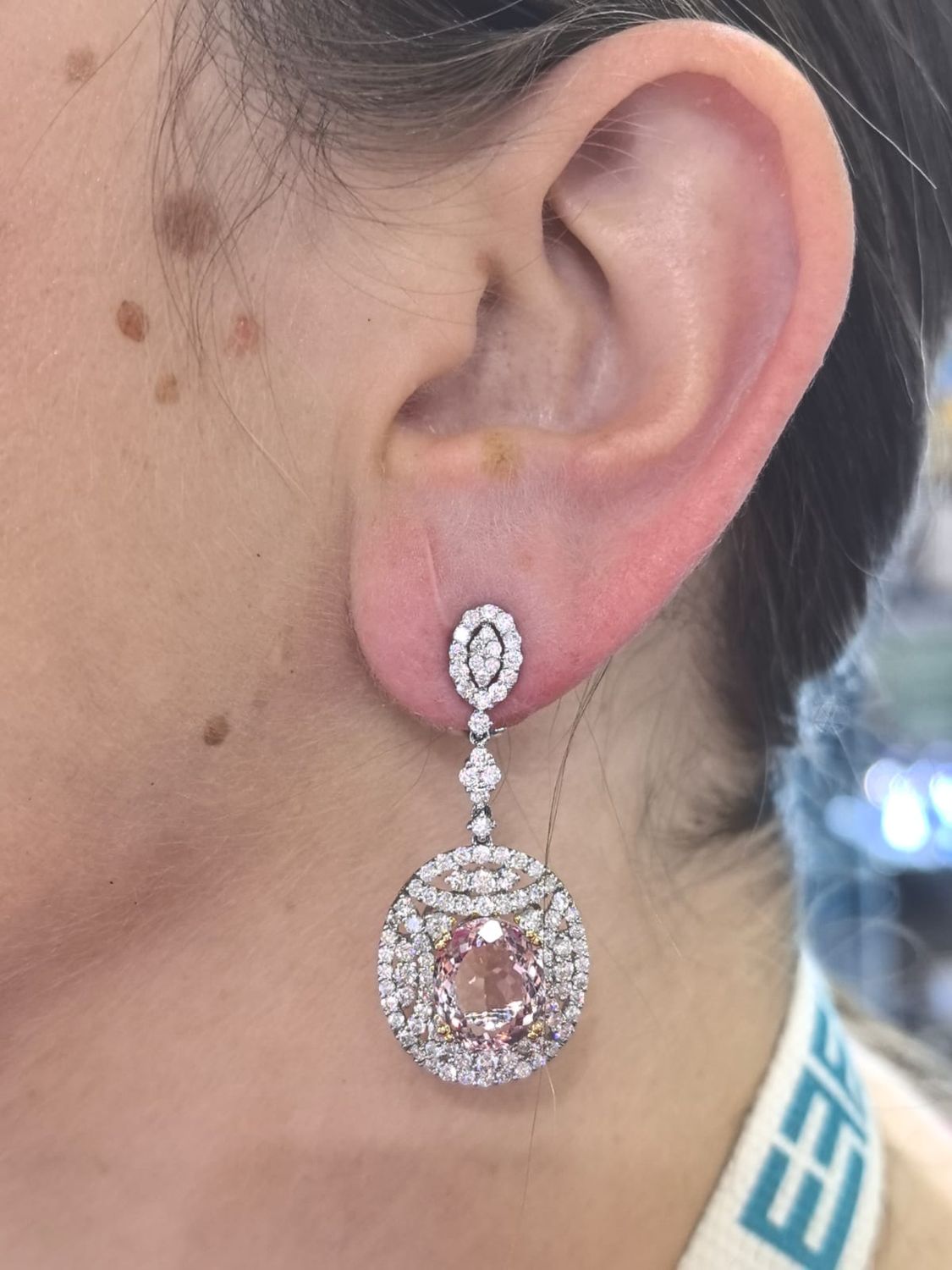 ​Aretes Turmalina Rosa y Diamantes