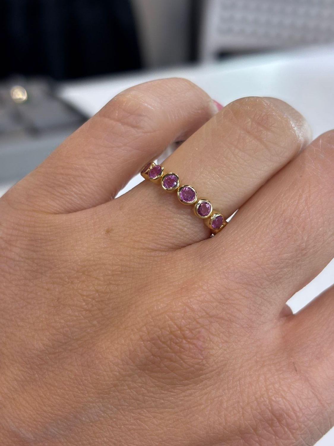 Anillo Churumbela Zafiros Rosas