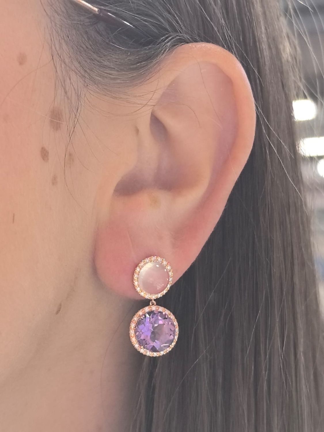 Aretes Agata Rosa y Amatista