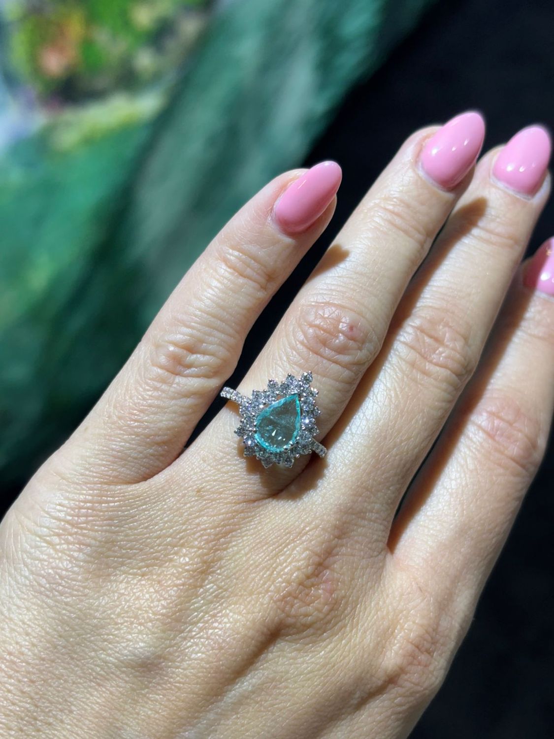 ​Anillo Turmalina de Paraiba y Diamante