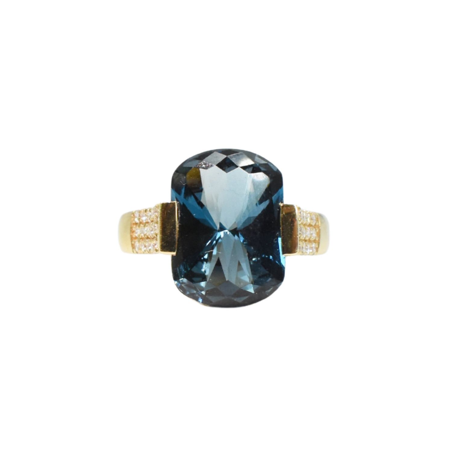 Anillo Topacio London Blue y Diamantes