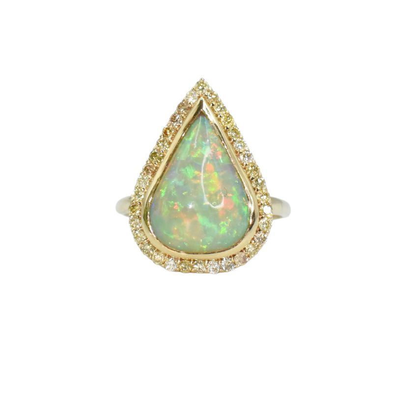 Anillo Opalo y Diamantes